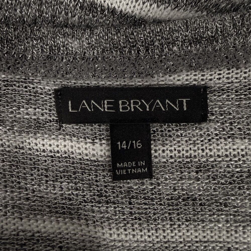 Lane Bryant Dress 14/16 L XL Metallic Shimmer Striped Asymmetric Hem Long Sleeve - Picture 5 of 7